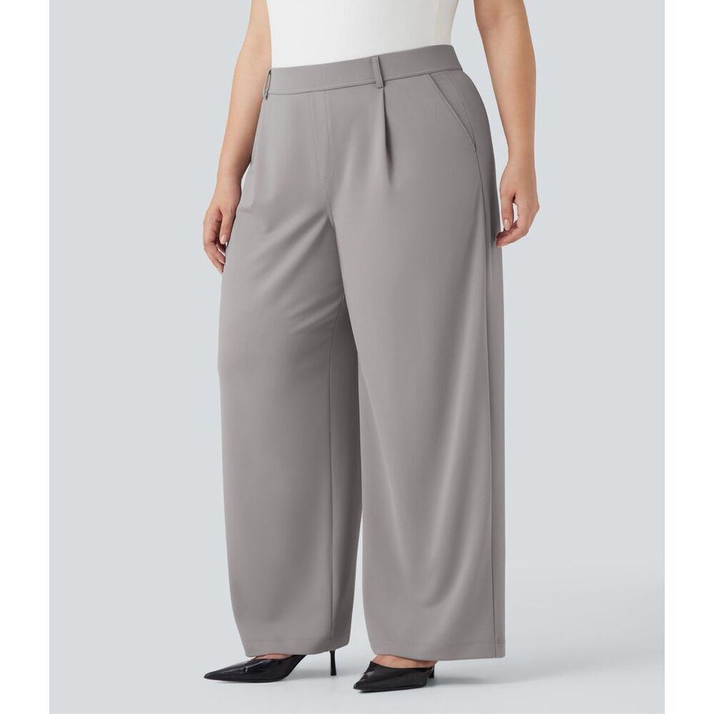 Halara Flex High Waisted Straight Leg Crepe Work Pants Sz 3X Gray